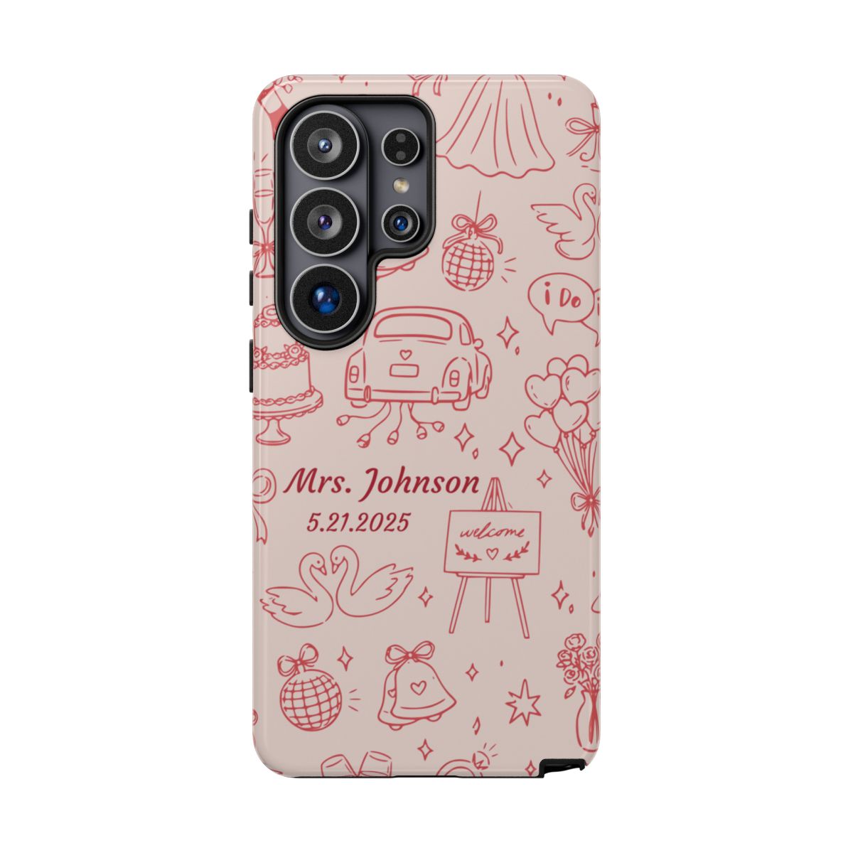 Pink Personalized Wedding Phone Case – Custom Name & Date Bridal Gift