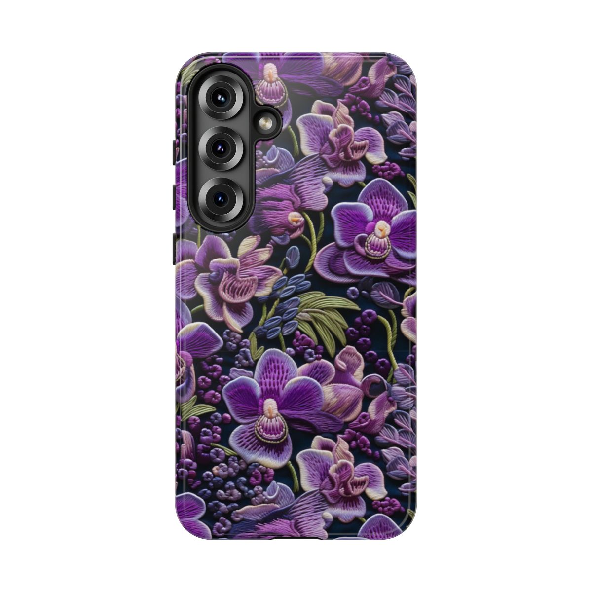 Orchid Veil Phone Case – Purple Embroidery Floral Aesthetic