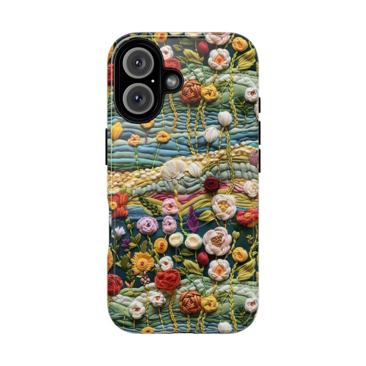 Embroidered Rosette Phone Case - 3D Boho Floral Art