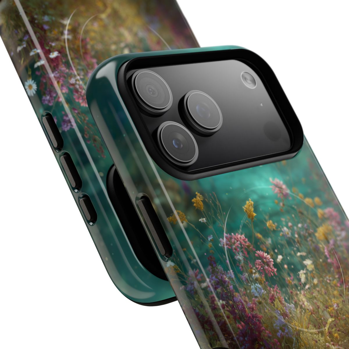 Artistic fantasy-themed phone protector showcasing a botanical book illustration in a moody, enchanted setting.