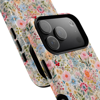 Blossom Meadow Phone Case – Vintage Embroidery Floral Aesthetic