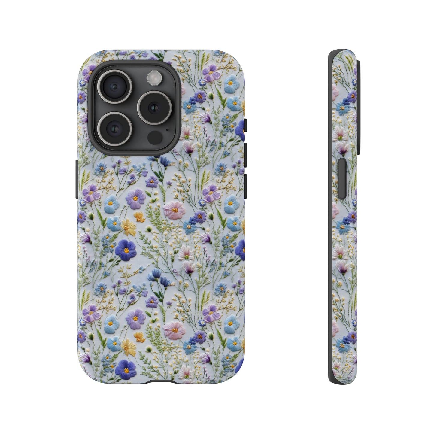 Wisteria Phone Case – Blue Embroidery Wildflower Aesthetic