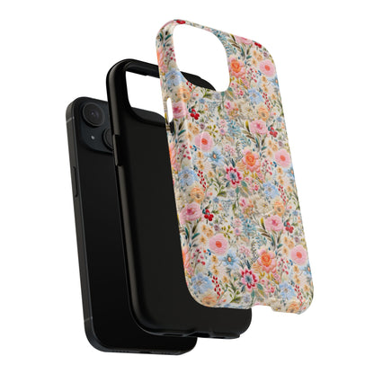 Blossom Meadow Phone Case – Vintage Embroidery Floral Aesthetic