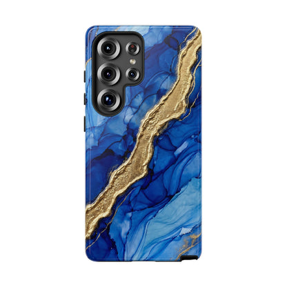 Blue Gold Marble Phone Case – Luxury Sapphire Geode Ink Art Design