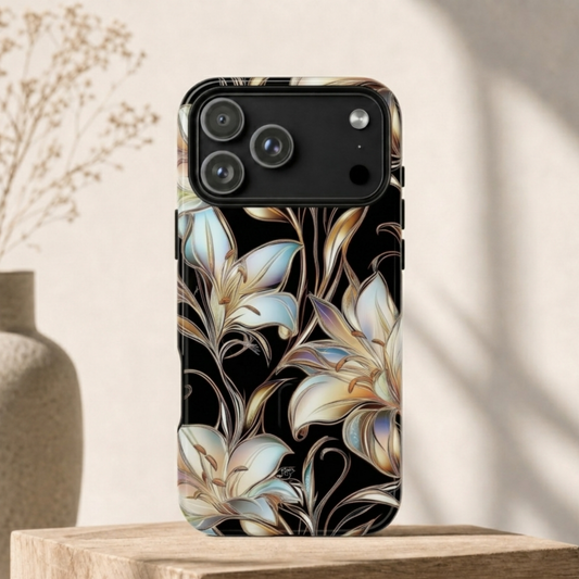 Midnight Floral Silk Lily Phone Case