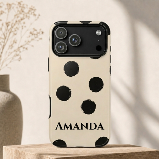 Personalized Polka Dot Phone Case – Custom Name Modern Abstract Aesthetic