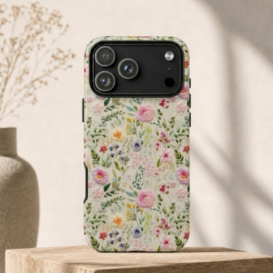 Heirloom Rose Phone Case – Vintage Embroidery Floral Aesthetic