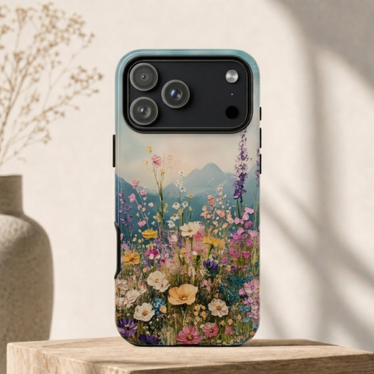 Impressionist Mountain Meadow Phone Case - Alpine Floral Art