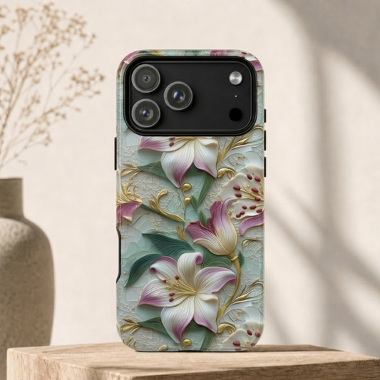 Enchanted Lily 3D Floral Phone Case - Textured Art