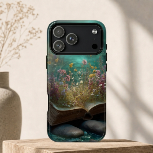 Enchanted Storybook Phone Case - Floral Fantasy & Bookish Art