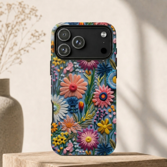 Fiesta Phone Case – Vibrant Embroidery Floral Aesthetic