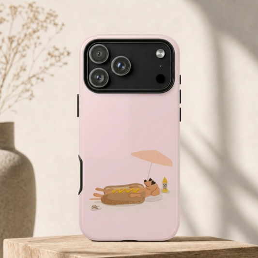 Funny Dachshund Phone Case – Minimalist Hot Dog Summer Aesthetic