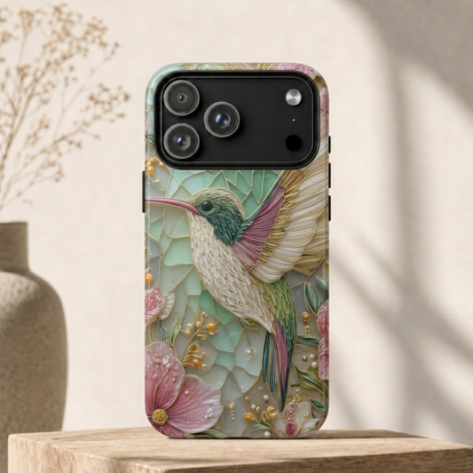 Stained Colibri Phone Case – Hummingbird Mosaic Aesthetic