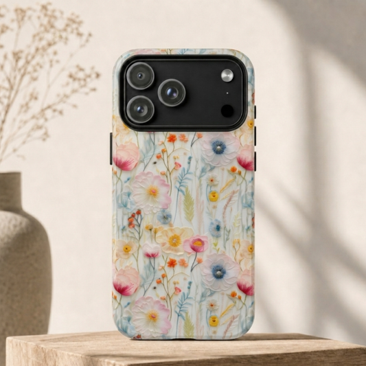 Chiffon Phone Case – Pastel Oil Painting Floral Aesthetic