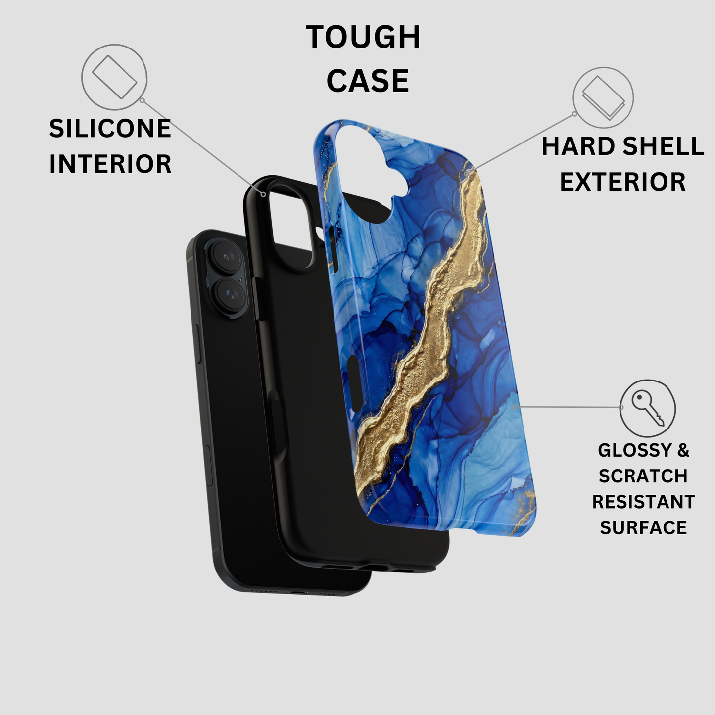 Blue Gold Marble Phone Case – Luxury Sapphire Geode Ink Art Design