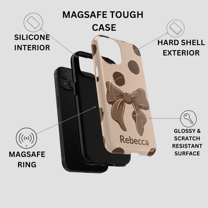 Phone case with features highlighted on a white background