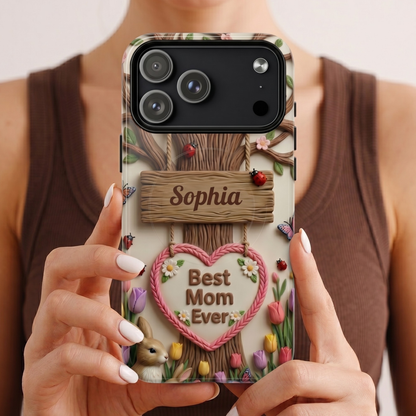 Personalized Best Mom Ever Phone Case - Whimsical Clay Garden