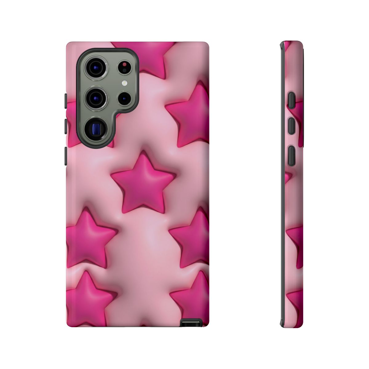 Pink Puffy Stars Aesthetic Phone Case - Cute Y2K Design