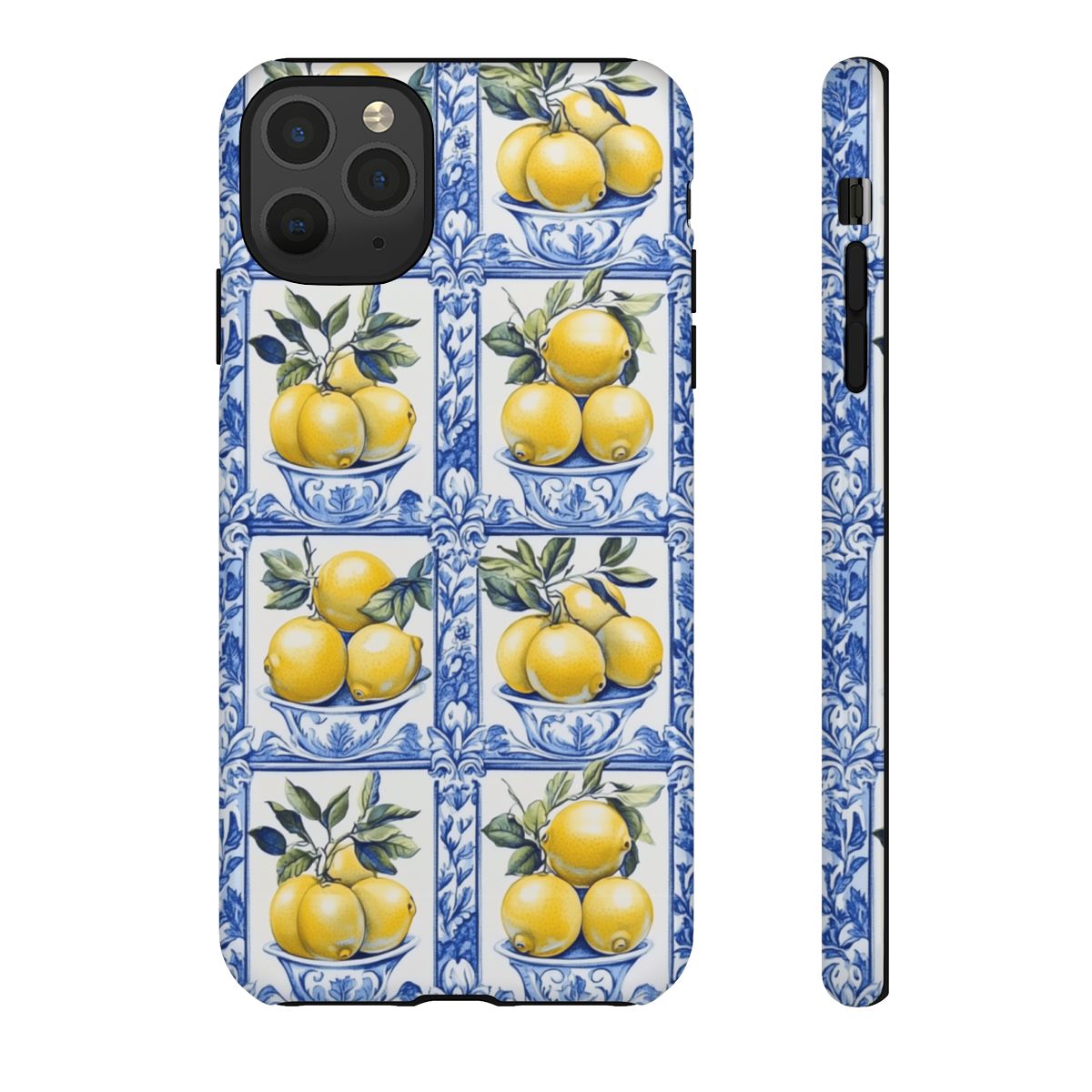 Amalfi Lemon Tile Phone Case - Mediterranean Blue & Yellow