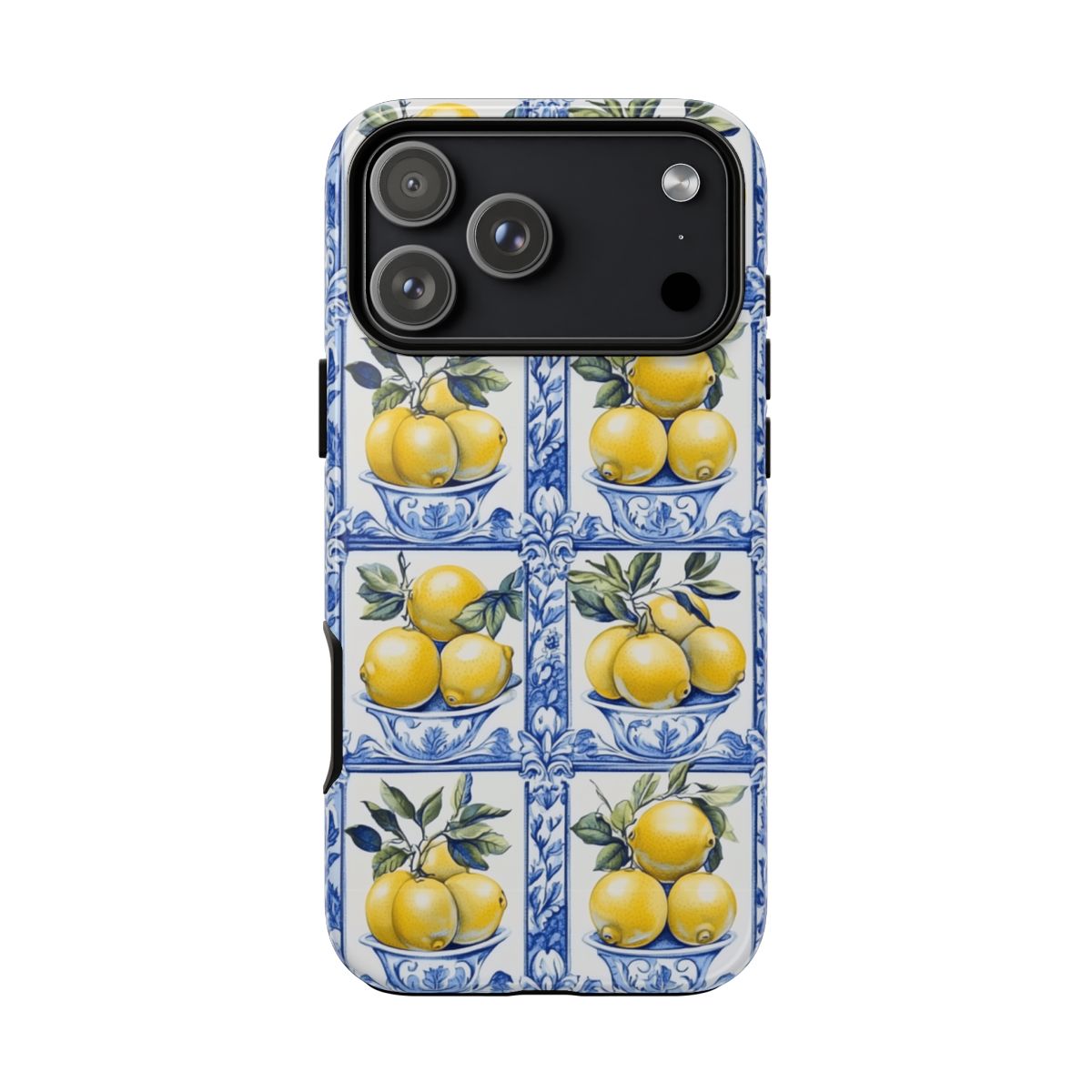 Amalfi Lemon Tile Phone Case - Mediterranean Blue & Yellow