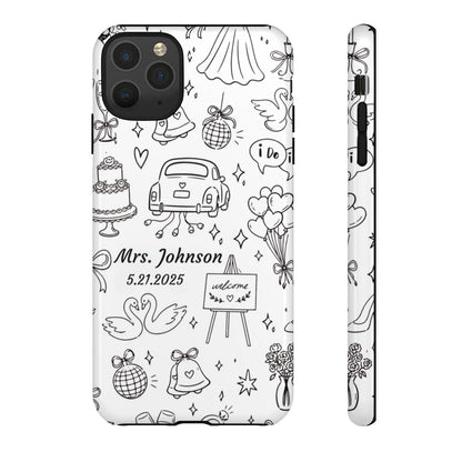 Black Wedding Phone Case – Personalized Name & Date Gift