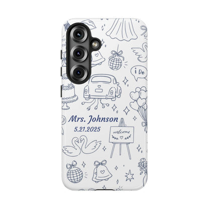 Navy Blue Personalized Wedding Phone Case – Custom Name & Date Bridal Gift