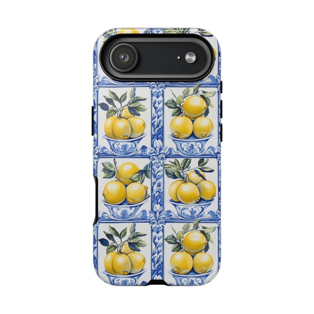 Amalfi Lemon Tile Phone Case - Mediterranean Blue & Yellow