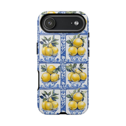 Amalfi Lemon Tile Phone Case - Mediterranean Blue & Yellow