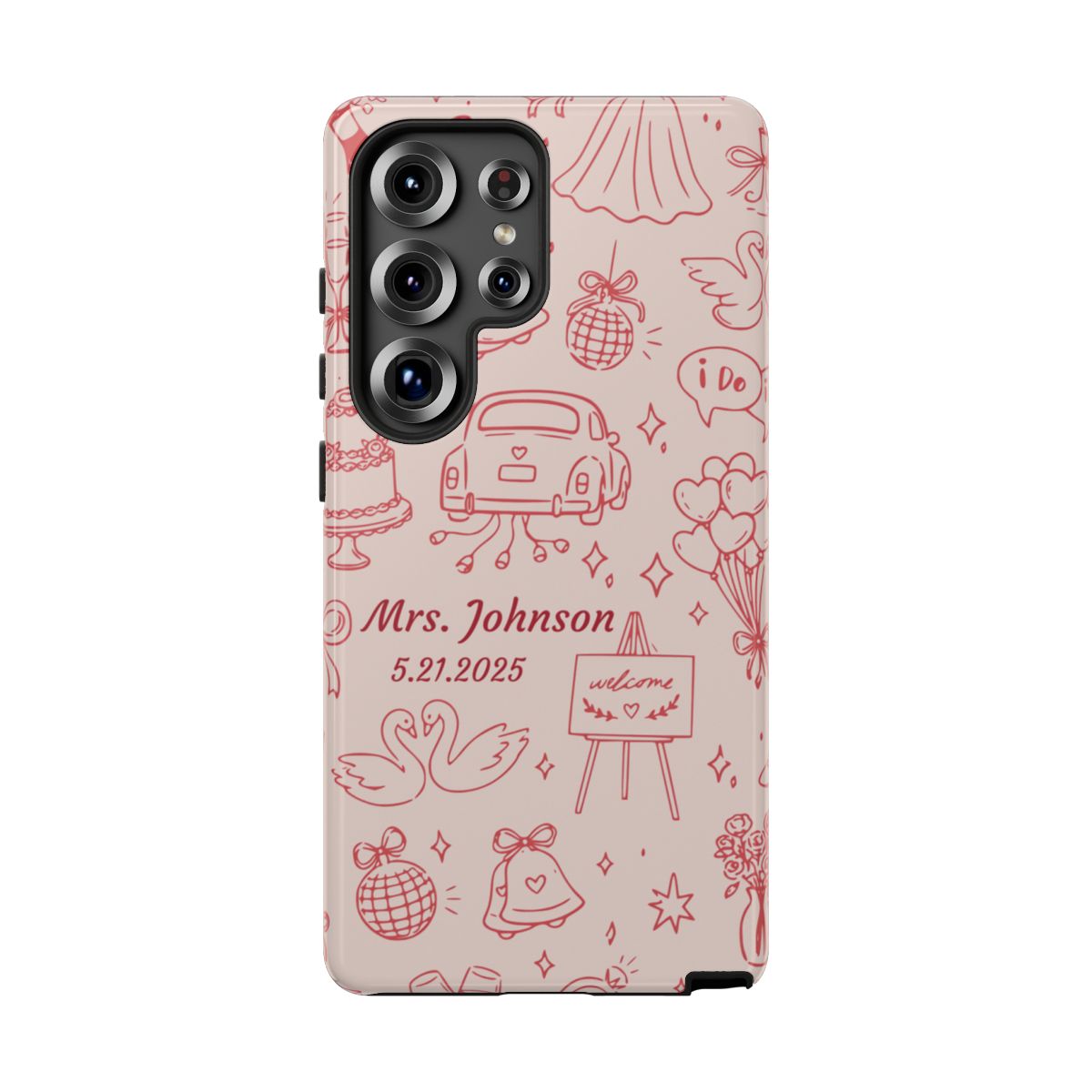 Pink Personalized Wedding Phone Case – Custom Name & Date Bridal Gift