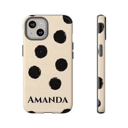 Personalized Polka Dot Phone Case – Custom Name Modern Abstract Aesthetic
