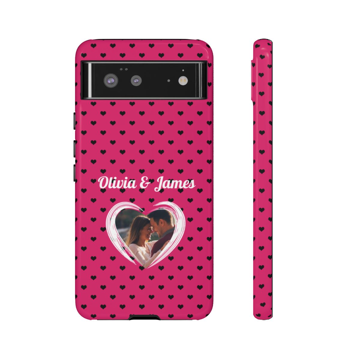 Personalized Photo Pink Heart Phone Case - Custom Photo & Name