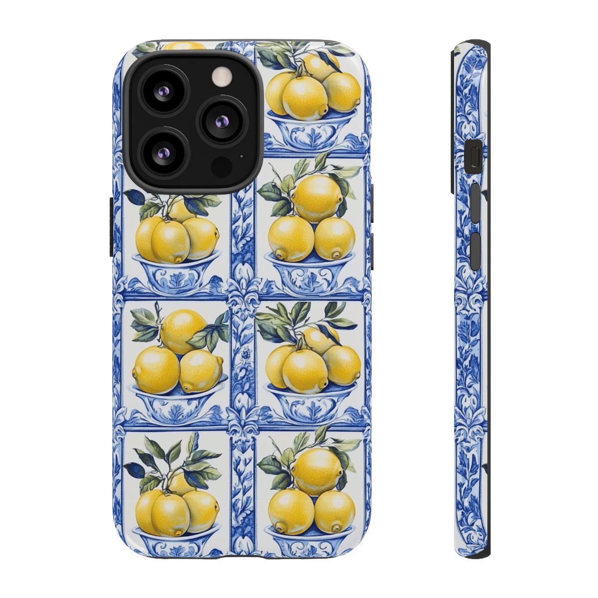 Amalfi Lemon Tile Phone Case - Mediterranean Blue & Yellow