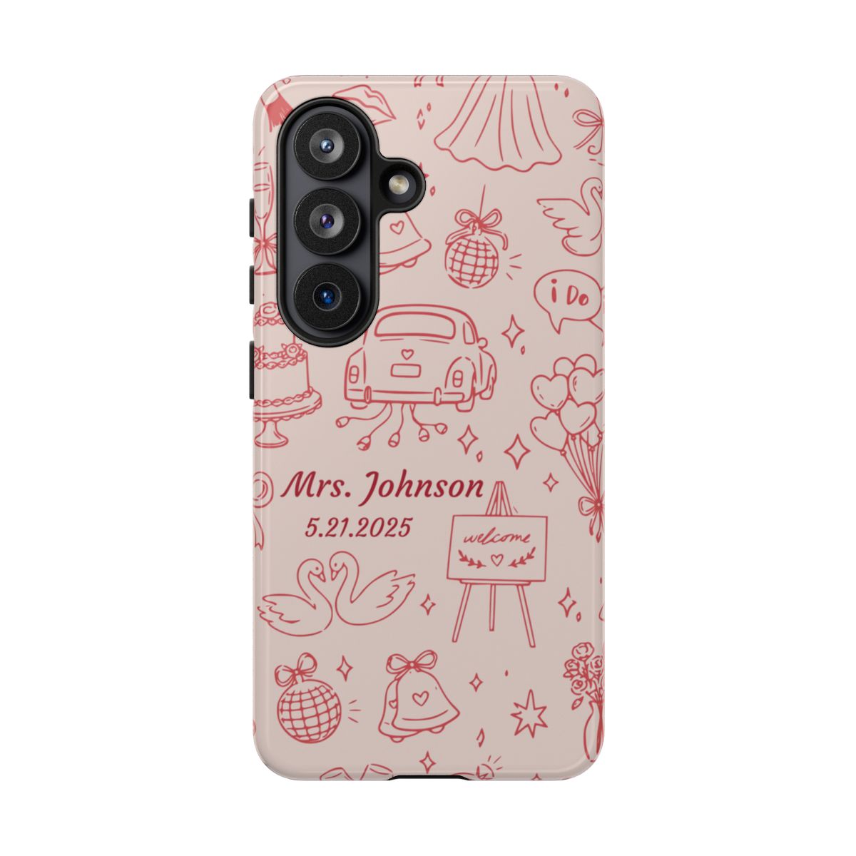 Pink Personalized Wedding Phone Case – Custom Name & Date Bridal Gift