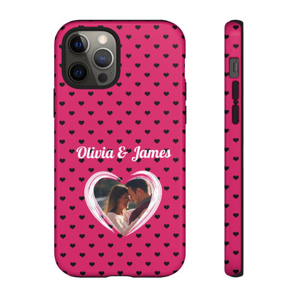 Personalized Photo Pink Heart Phone Case - Custom Photo & Name