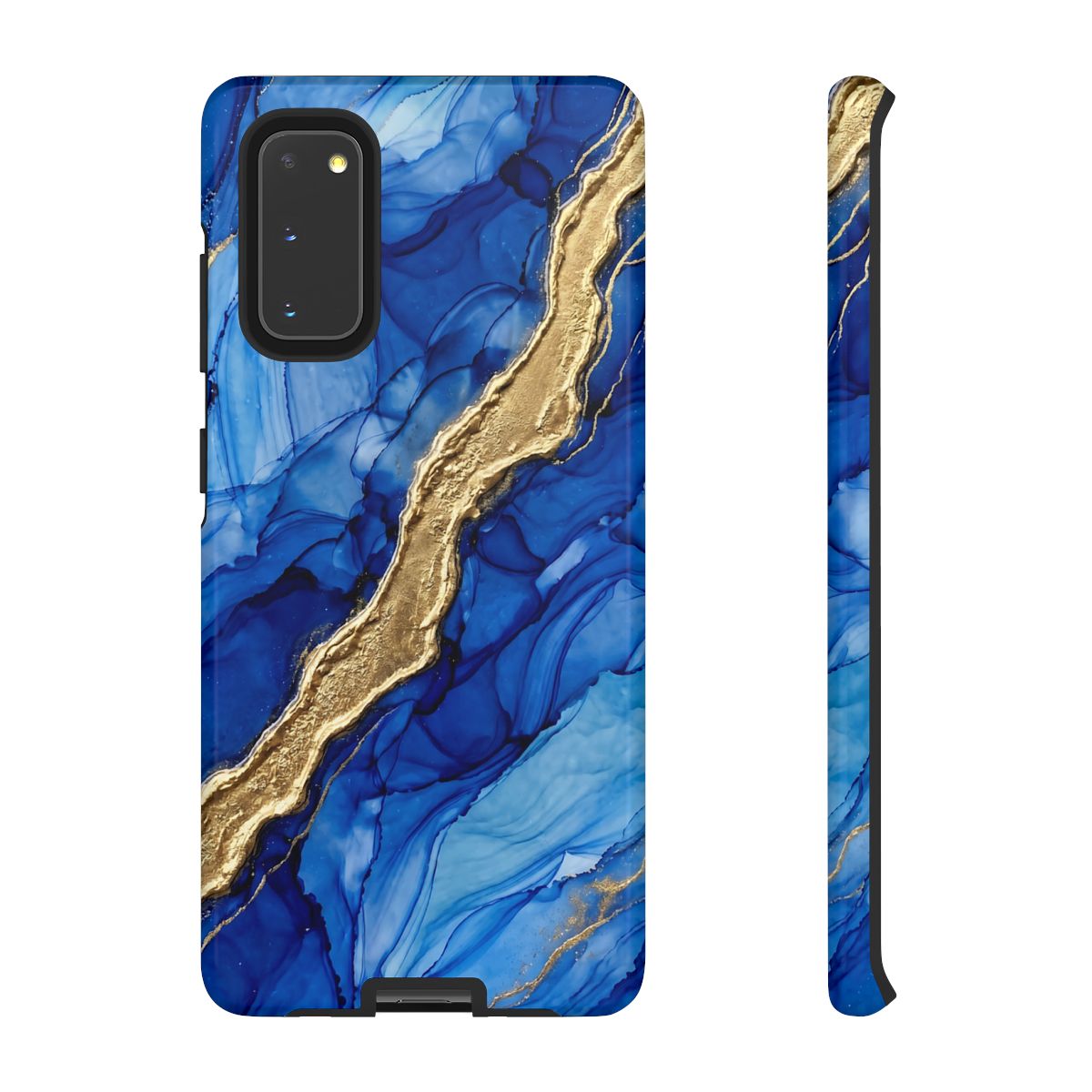 Blue Gold Marble Phone Case – Luxury Sapphire Geode Ink Art Design