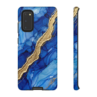 Blue Gold Marble Phone Case – Luxury Sapphire Geode Ink Art Design