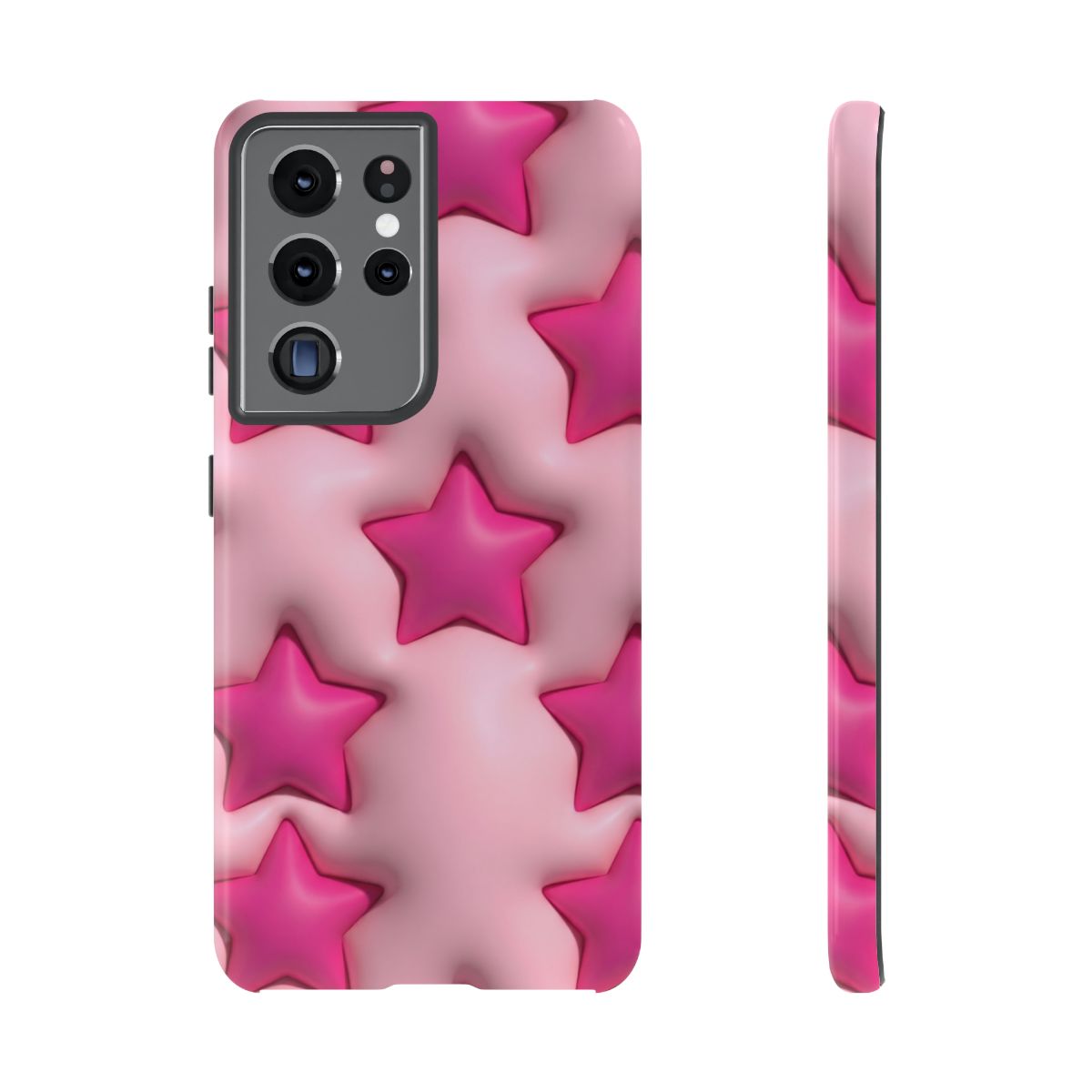 Pink Puffy Stars Aesthetic Phone Case - Cute Y2K Design