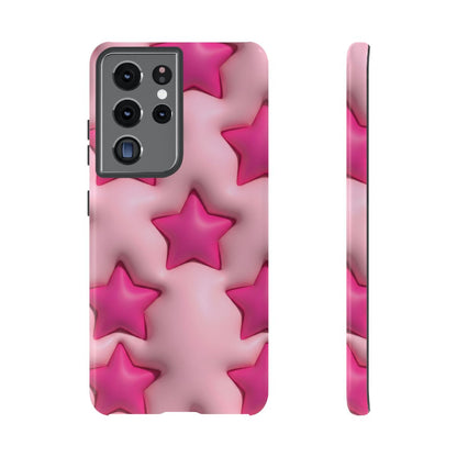 Pink Puffy Stars Aesthetic Phone Case - Cute Y2K Design