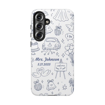 Navy Blue Personalized Wedding Phone Case – Custom Name & Date Bridal Gift