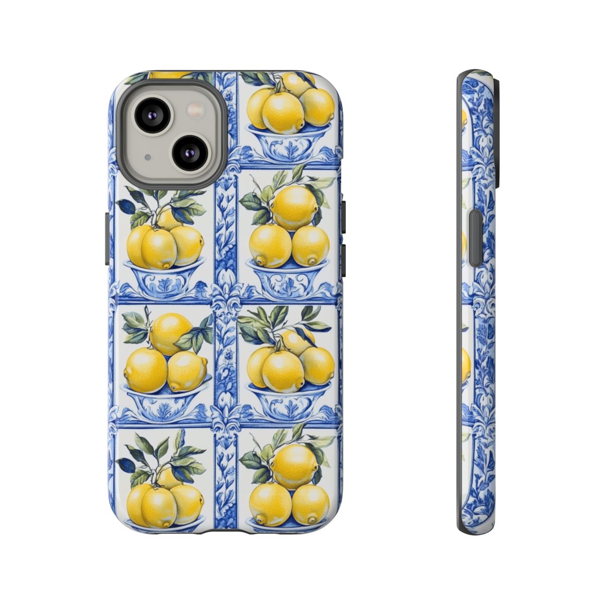 Amalfi Lemon Tile Phone Case - Mediterranean Blue & Yellow