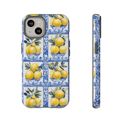 Amalfi Lemon Tile Phone Case - Mediterranean Blue & Yellow