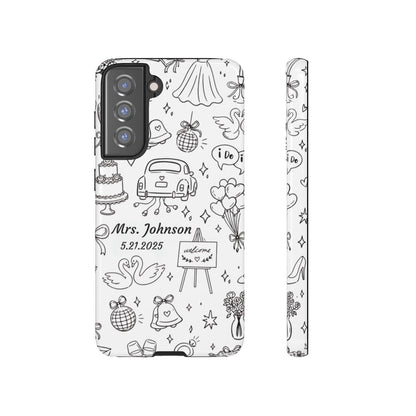 Black Wedding Phone Case – Personalized Name & Date Gift