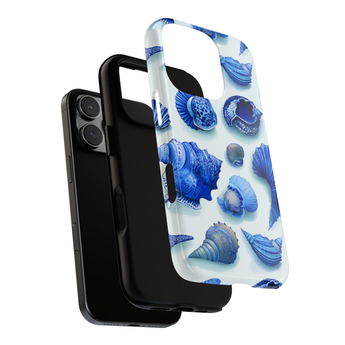 Deep Blue Shells Phone Case - Coastal Nautical Seashell Art