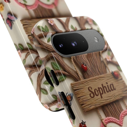 Personalized Bonus Mom Phone Case – Custom Name Clay Spring Garden Aesthetic