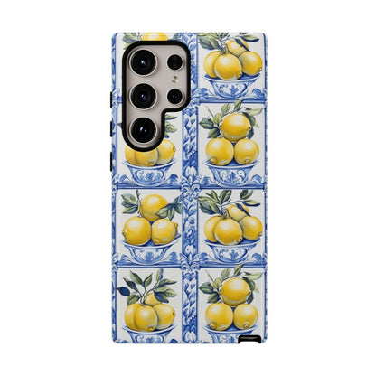 Amalfi Lemon Tile Phone Case - Mediterranean Blue & Yellow