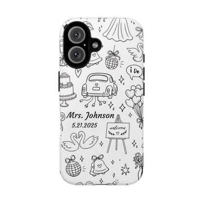 Black Wedding Phone Case – Personalized Name & Date Gift