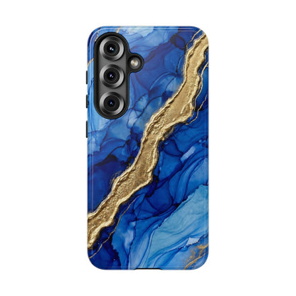 Blue Gold Marble Phone Case – Luxury Sapphire Geode Ink Art Design