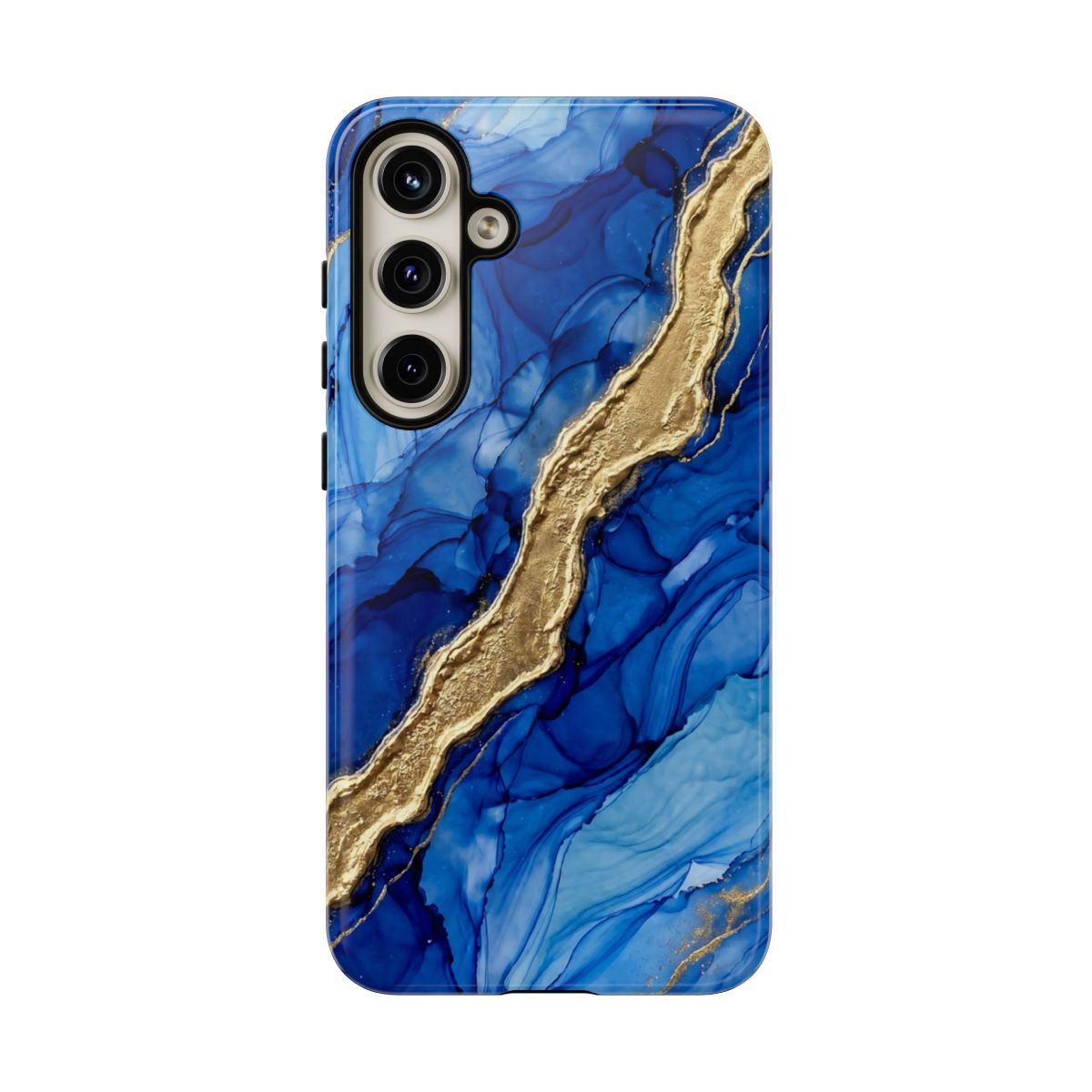 Blue Gold Marble Phone Case – Luxury Sapphire Geode Ink Art Design