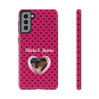 Personalized Photo Pink Heart Phone Case - Custom Photo & Name