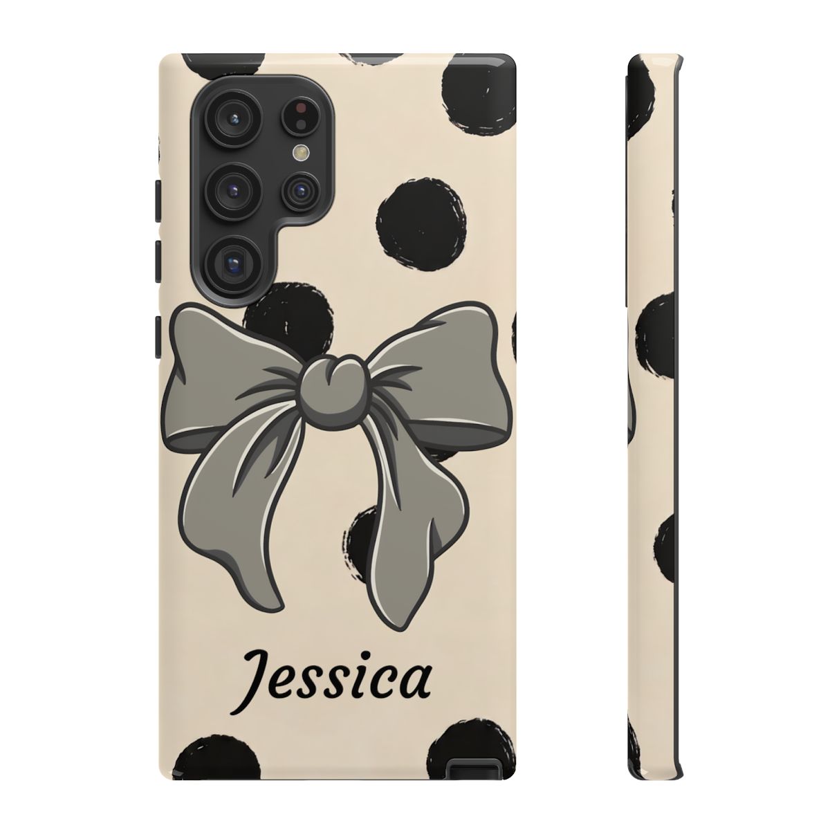 Personalized Polka Dot Bow Phone Case – Custom Name Coquette Retro Aesthetic